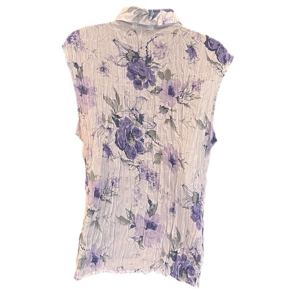 90's U Dress By Sharon Sleeveless Purple Metallic Thread Ruffled Top New Large - Picture 6 of 12